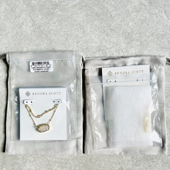 KENDRA SCOTT Elisa Multi Strand Gold Necklace In Iridescent Drusy - NFS PLS READ - Picture 2 of 16